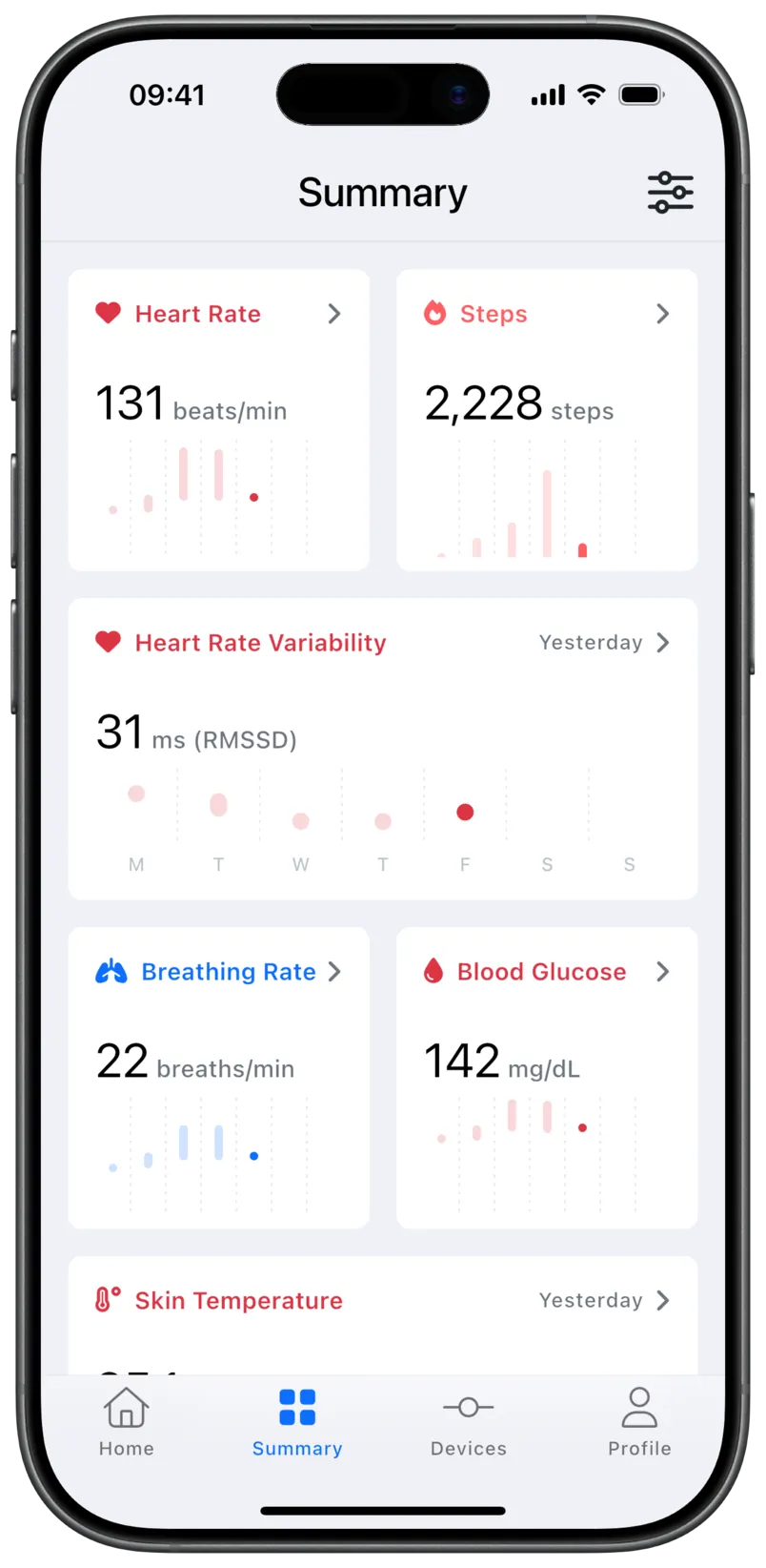 Aidlab app dashboard on iPhone