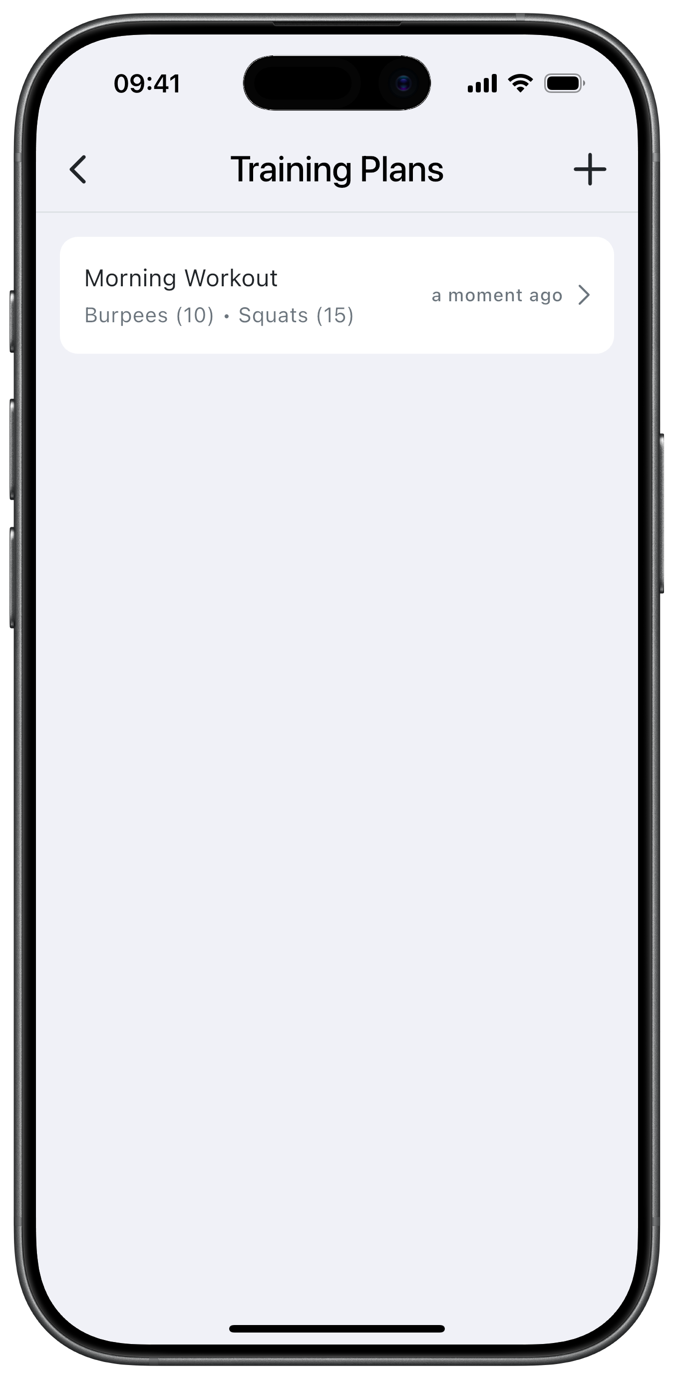 Bodyweight workout detail screen