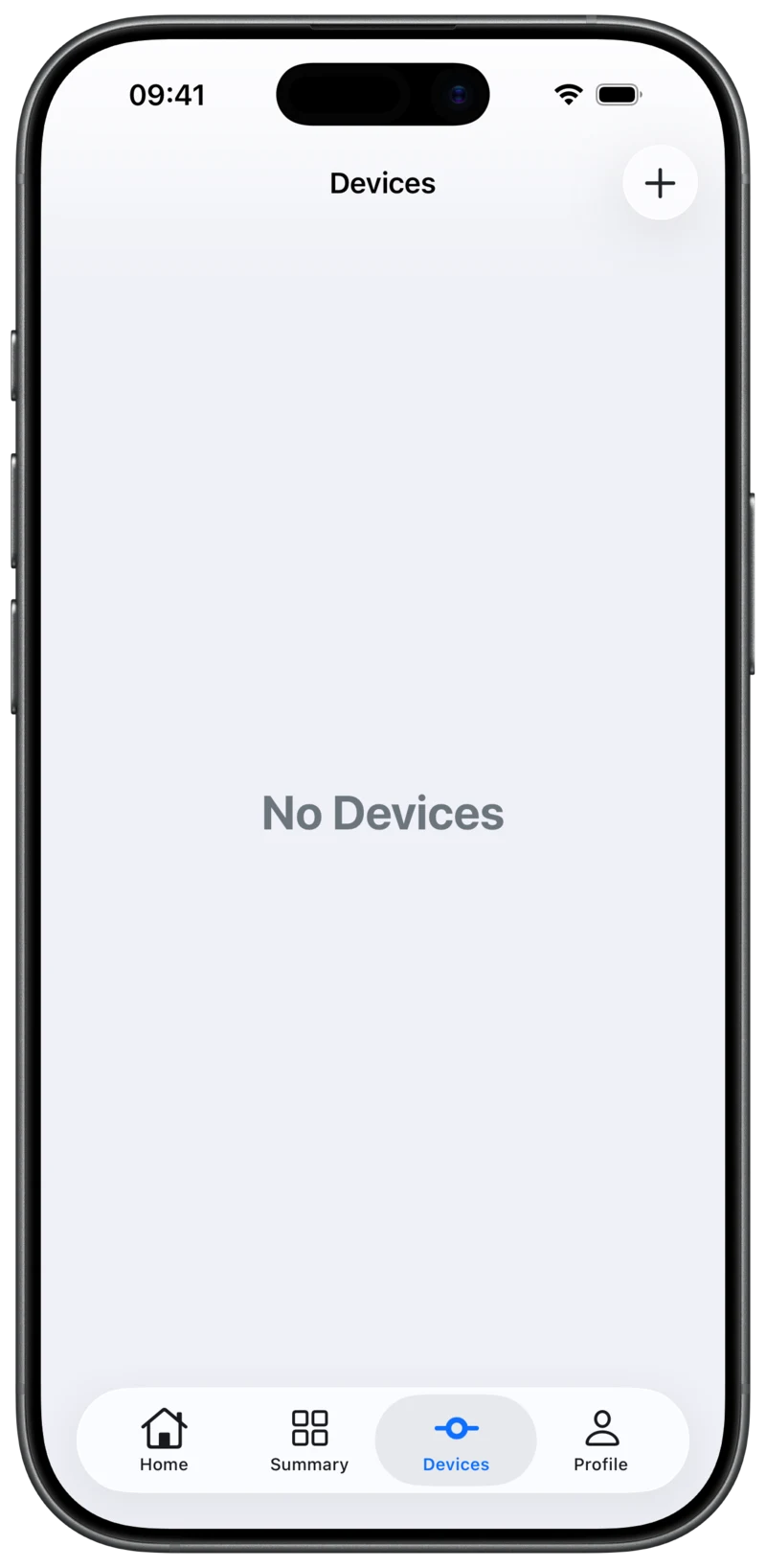 The Aidlab Devices screen with the plus button in the top-right corner.